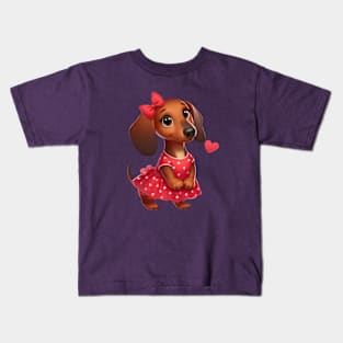 Dachshund Diva Valentine Kids T-Shirt